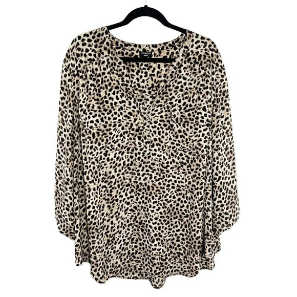 Torrid Cheetah Print Tab Sleeve Harper Blouse Women's Plus Size 4X - Picture 1 of 9